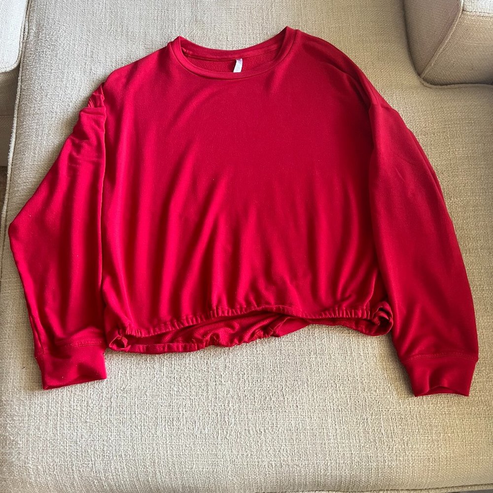 Fabletics Cinched Cropped Crewneck Sweatshirt Red, XS